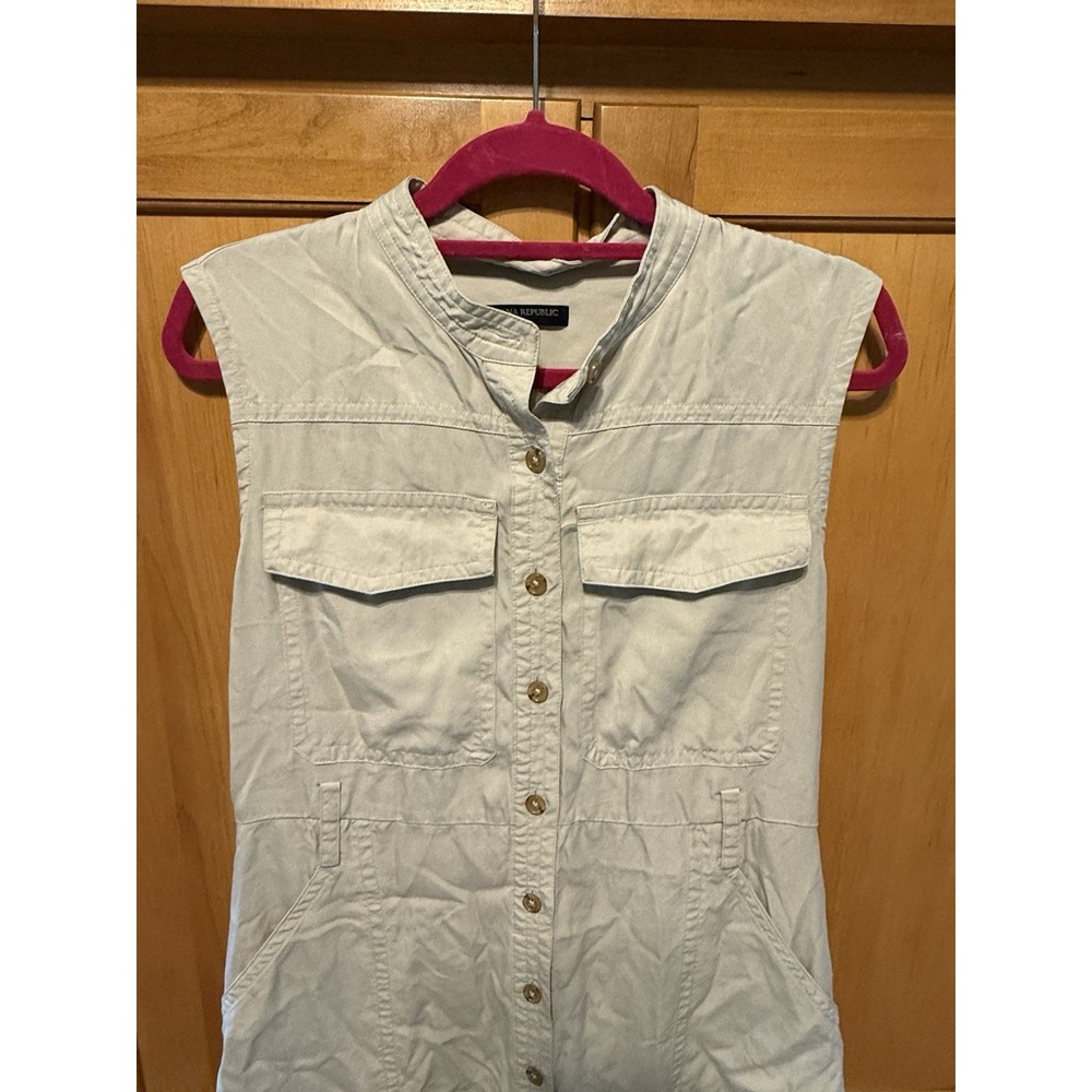 BANANA REPUBLIC Baby Doll Dress Oatmeal Color 100% Tencel Material Size S